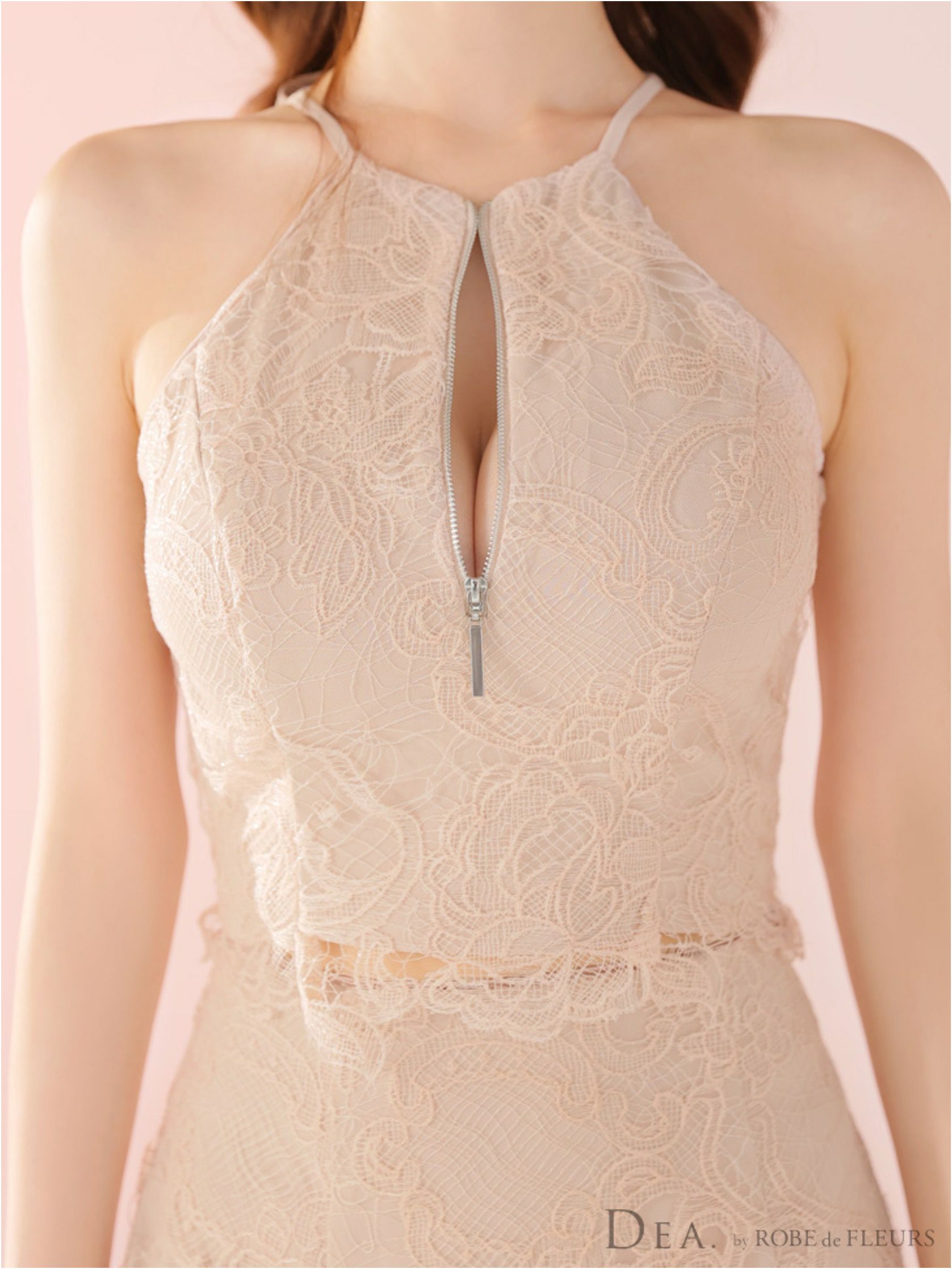 DEA. ディア バイ ローブドフルール レースホルターセットアップフレアロングキャバドレスde3450-c