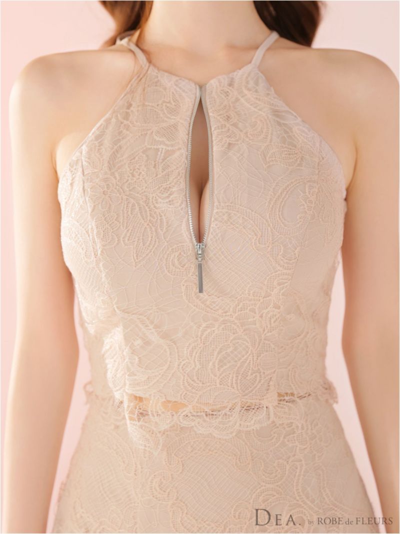 DEA. ディア バイ ローブドフルール レースホルターセットアップフレアロングキャバドレスde3450-c