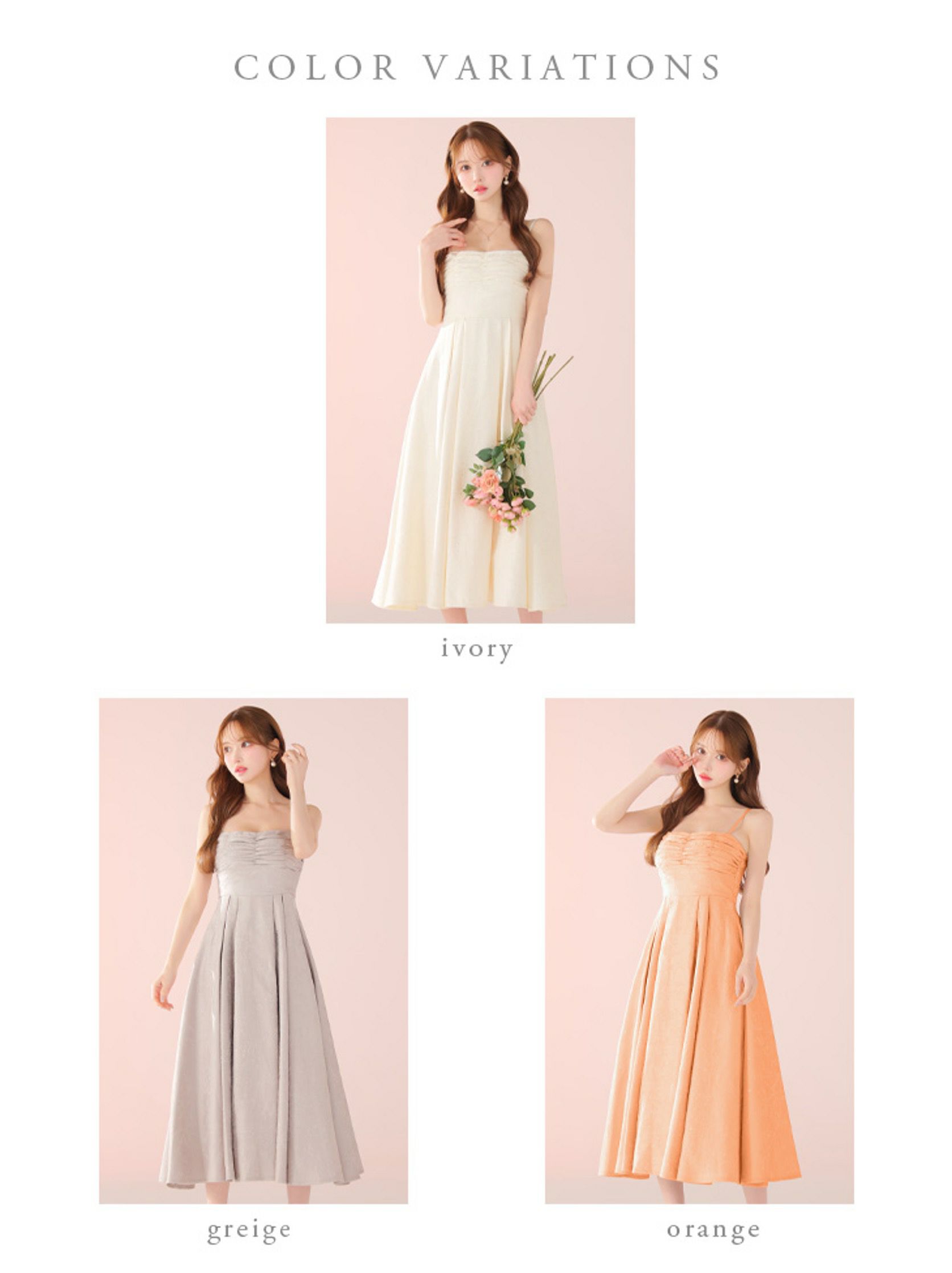 DEA. ディア バイ ローブドフルール ストーンジャガードギャザーフレアロングキャバドレスde3459-c