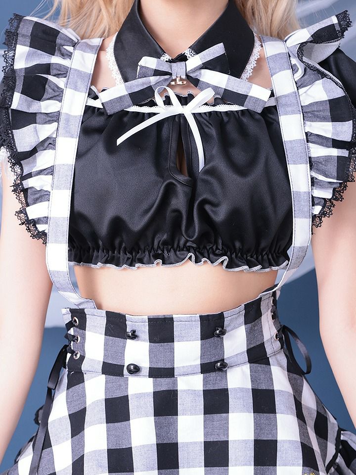 【10点セット】Malymoon マリームーン ギンガムドールメイド [ブラック] ml10217-2