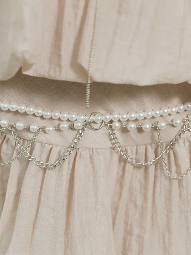 AngelR エンジェルアール シフォンホルターネックチェーンウエストベルトビジューパールフレアミニドレス ar25827