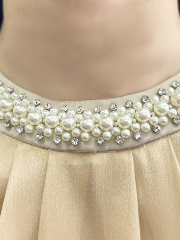 AngelR エンジェルアール シフォンデコルテパールビジューウエストベルト ワンピース フレアミニドレス ar25832