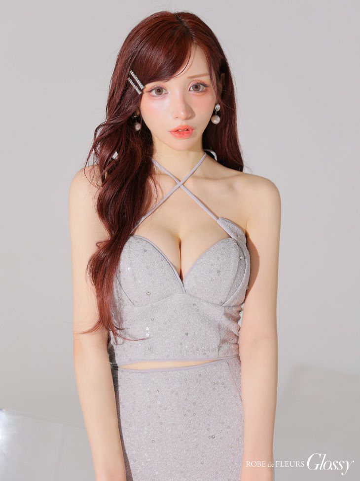 Glossy ローブドフルールグロッシー スパンコールラメツイルセットアップミニキャバドレス gl3930-c