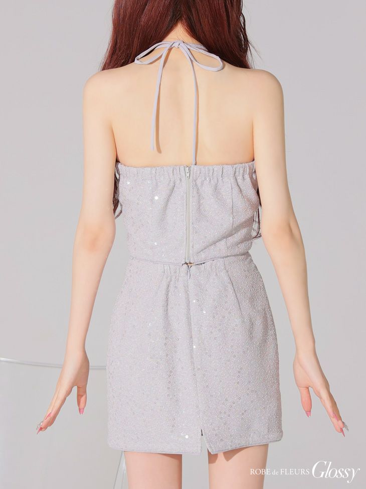 Glossy ローブドフルールグロッシー スパンコールラメツイルセットアップミニキャバドレス gl3930-c