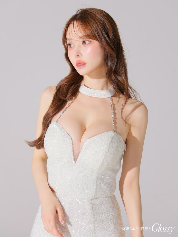 Glossy ローブドフルールグロッシー 2wayスパンコールホルターバストカットセットアップミニキャバドレス gl4204-c