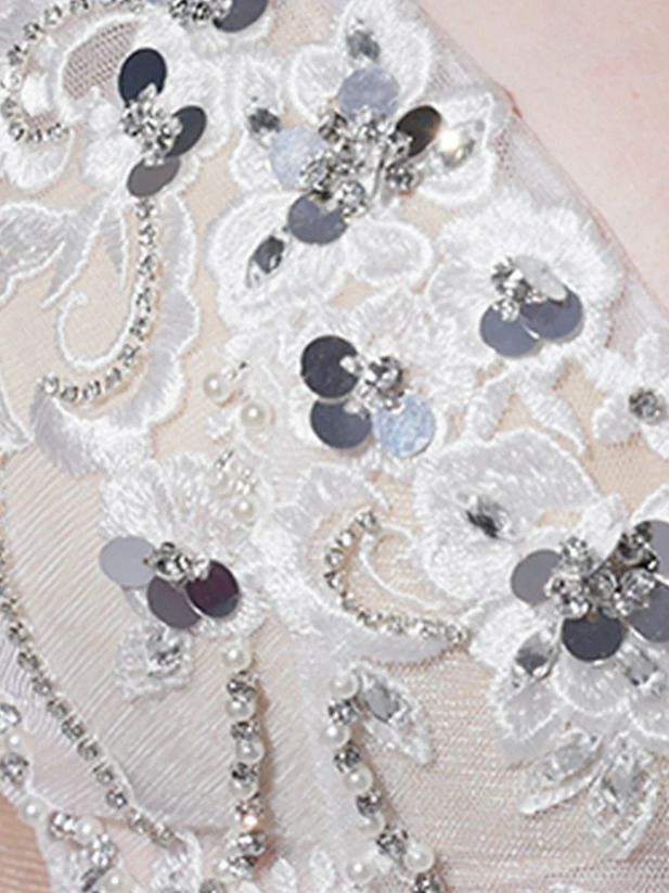 AngelR エンジェルアール フロントビジューショルダーリボンフラワーレースメッシュタイトミニドレス ar25320