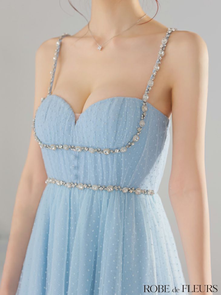 ROBE de FLEURS ローブドフルール ドットチュールビジューフレアミニキャバドレス fm3297-c