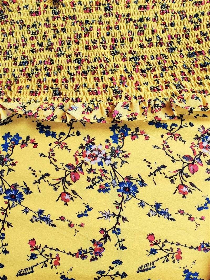 ERUKEI エルケイ 花柄・カラフル・ティアードフリル・シフォン・プチハイネック・マキシワンピ・ミディアムワンピース・ドレス ek-l1208c