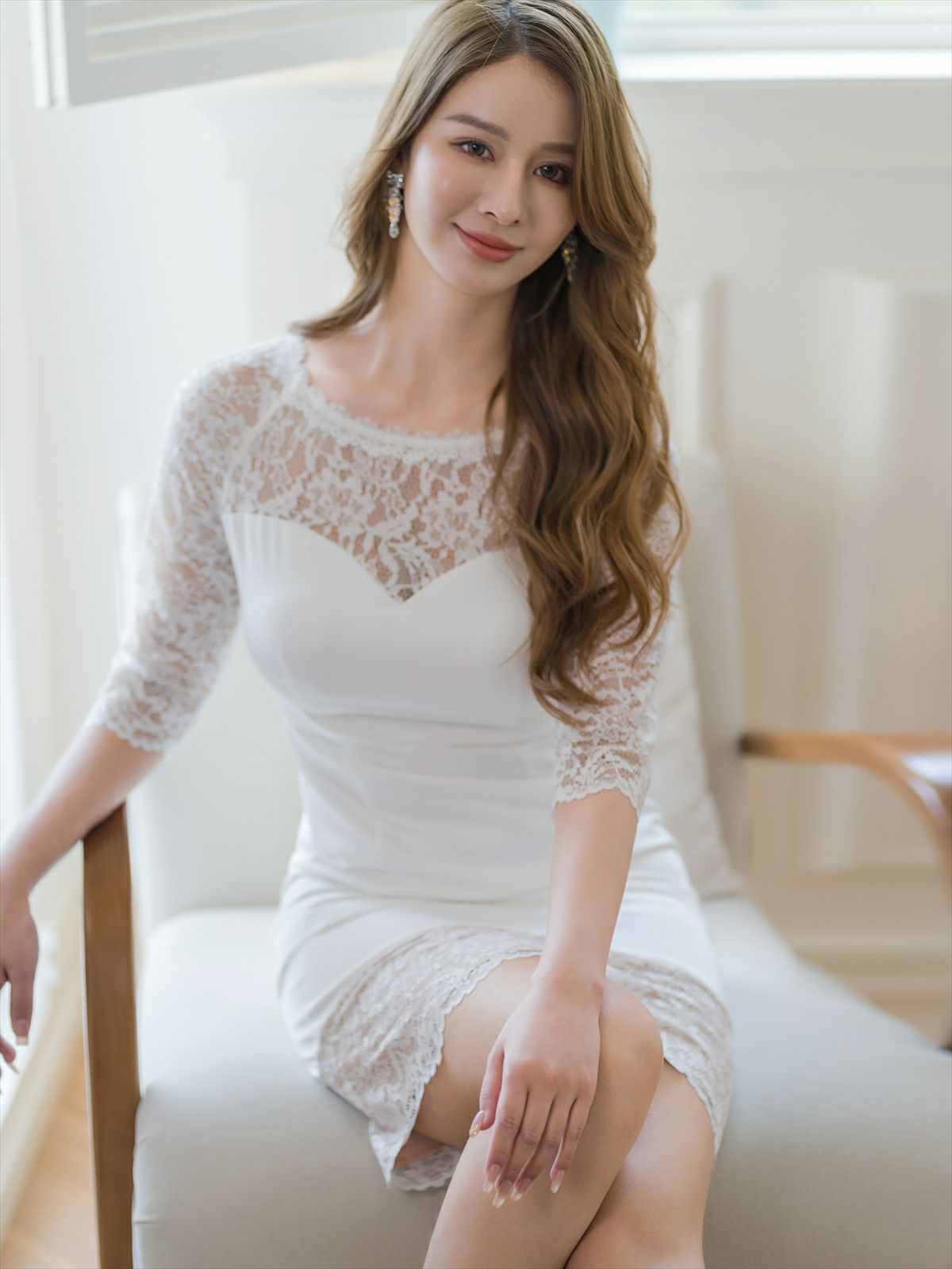 ERUKEI エルケイ レース・シアー・五分袖・タイト・ミニドレス・ワンピース ek-e24016