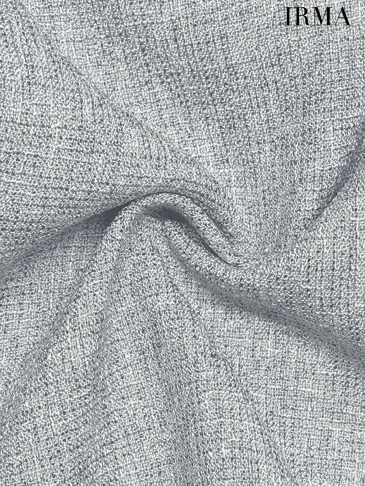 IRMA イルマ サマーツイード/リボンモチーフ/Vネック/プリーツ/フレア ミニドレス ir55076