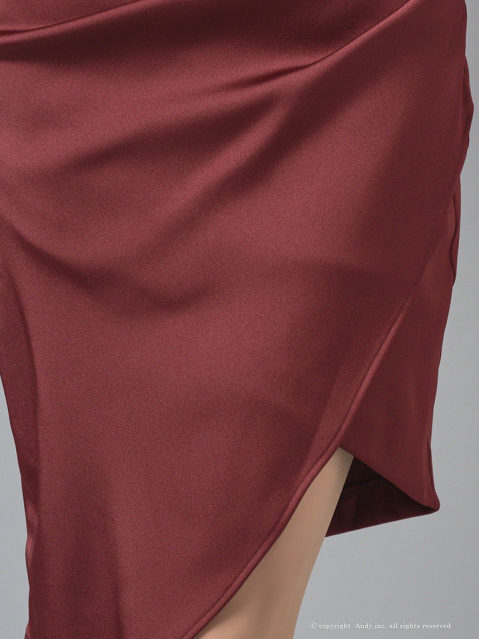 Andy アンディ オフショル サテン アシンメトリースリット タイト ミニドレス an-on2929