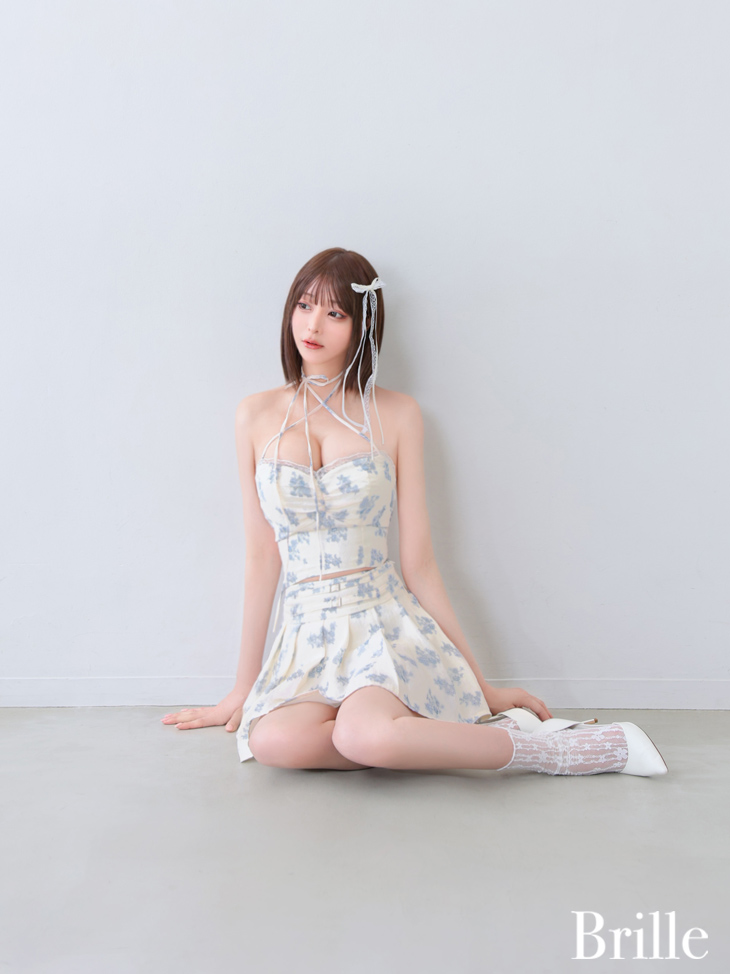 ワンピース 454 brille setup dress (brille3788) ivory×blue : 8月下旬入荷予定】Brille ブリエ fleur de brille