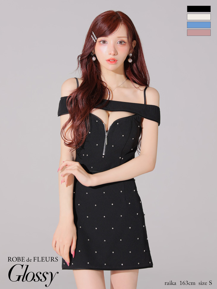 Glossy ローブドフルールグロッシー バストカットセットアップオフショルキャミミニキャバドレス gl4106