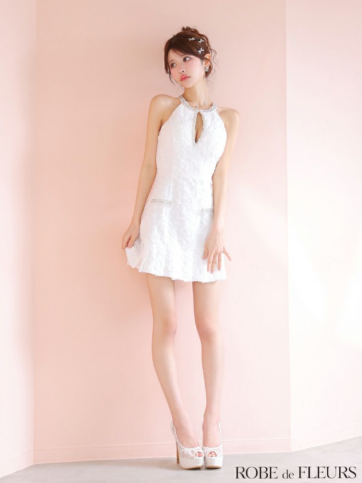 ROBE de FLEURS ローブドフルール フラワージャガードプリーツミニキャバドレス fm4302