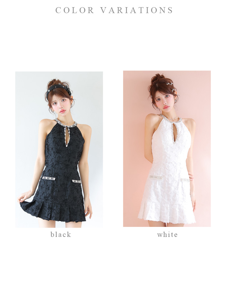 ROBE de FLEURS ローブドフルール フラワージャガードプリーツミニキャバドレス fm4302