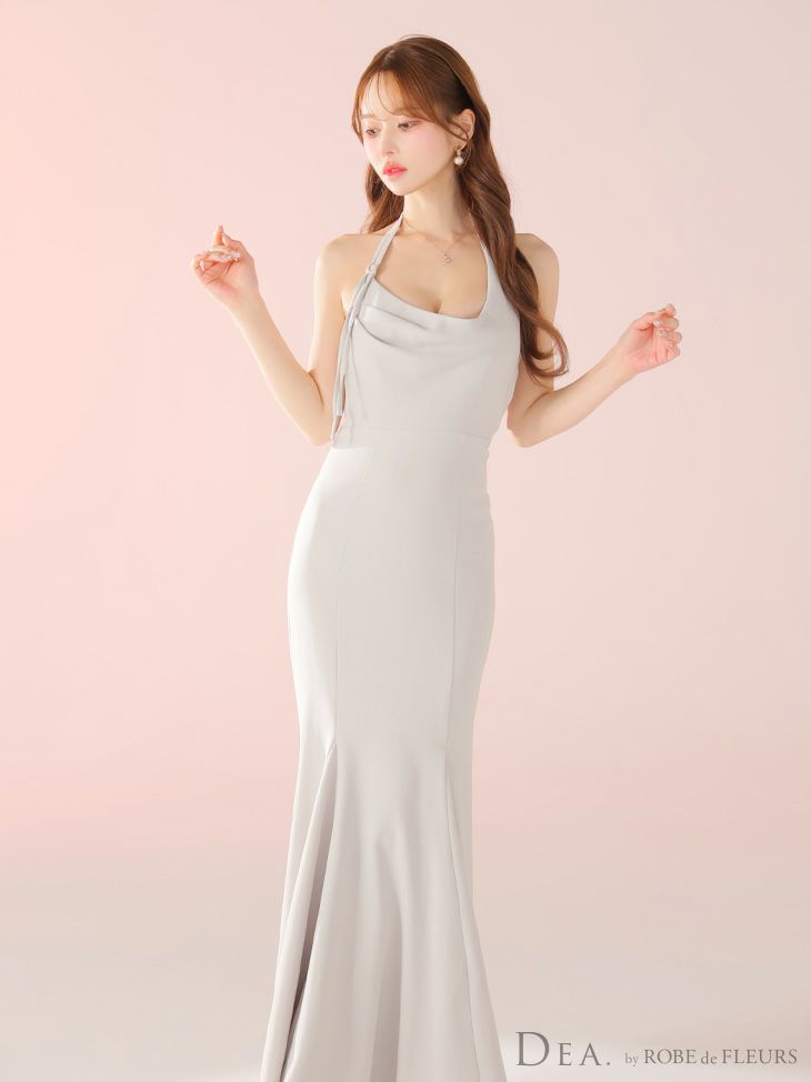 DEA. ディア バイ ローブドフルール シンプルドレープホルターマーメイドロングキャバドレス de3373