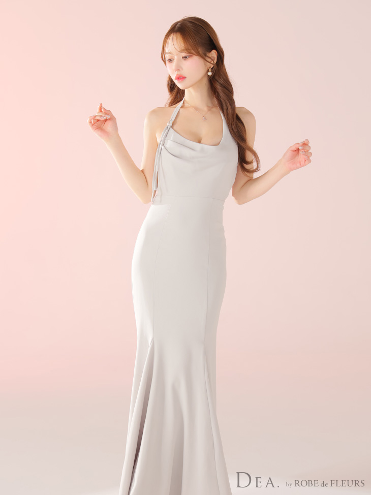 DEA. ディア バイ ローブドフルール シンプルドレープホルターマーメイドロングキャバドレス de3373