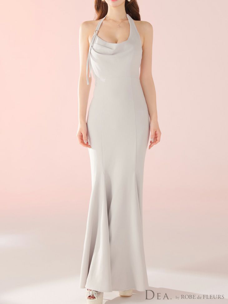 DEA. ディア バイ ローブドフルール シンプルドレープホルターマーメイドロングキャバドレス de3373