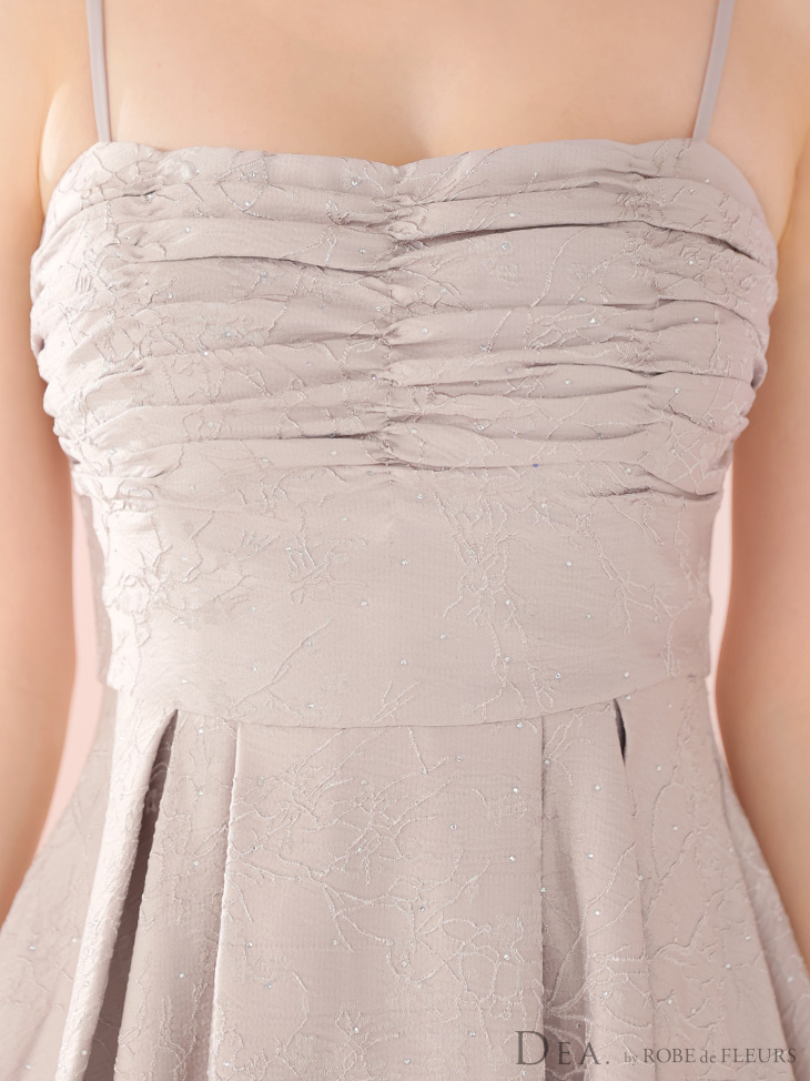 DEA. ディア バイ ローブドフルール ストーンジャガードギャザーフレアロングキャバドレス de3459