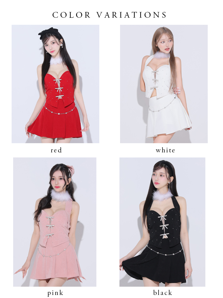 ROBE de FLEURS anier.ROBE ローブドフルール アニエルローブ ブラック Ribbon suede flared setup mini Santa dress リボンスエードセットアップフレアミニドレス【ファーチョーカー取り外し可能】 fm-anier4046-3