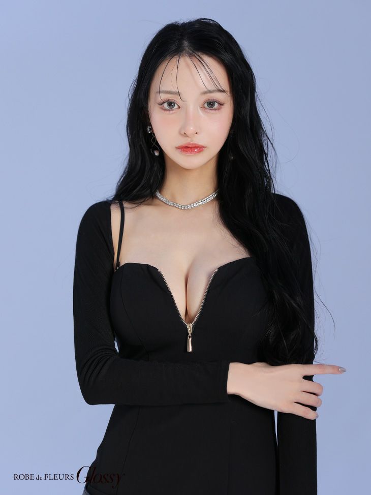 Glossy ローブドフルールグロッシー ローベルトデザインプリーツミニキャバドレス 【ボレロ着脱可能】 gl4208-c