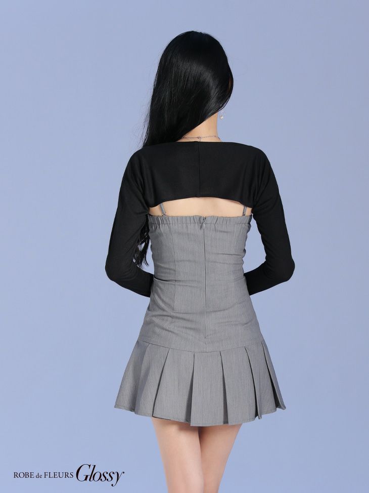 Glossy ローブドフルールグロッシー ローベルトデザインプリーツミニキャバドレス 【ボレロ着脱可能】 gl4208-c