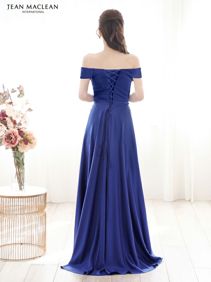 JEAN MACLEAN ジャンマクレーン サテン/オフショル/ビジュー/Aライン/スリット入り/ロングドレス ja51843-c