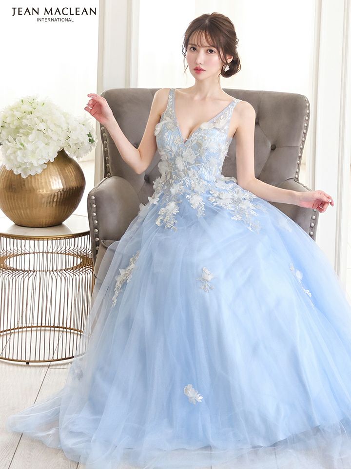 JEAN MACLEAN ジャンマクレーン 立体フラワーモチーフ/刺繍レース/姫/ロングドレス ja51846-c