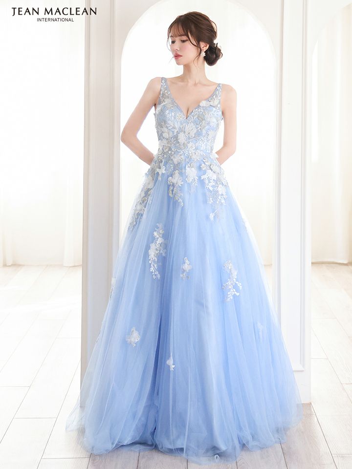 JEAN MACLEAN ジャンマクレーン 立体フラワーモチーフ/刺繍レース/姫/ロングドレス ja51846-c