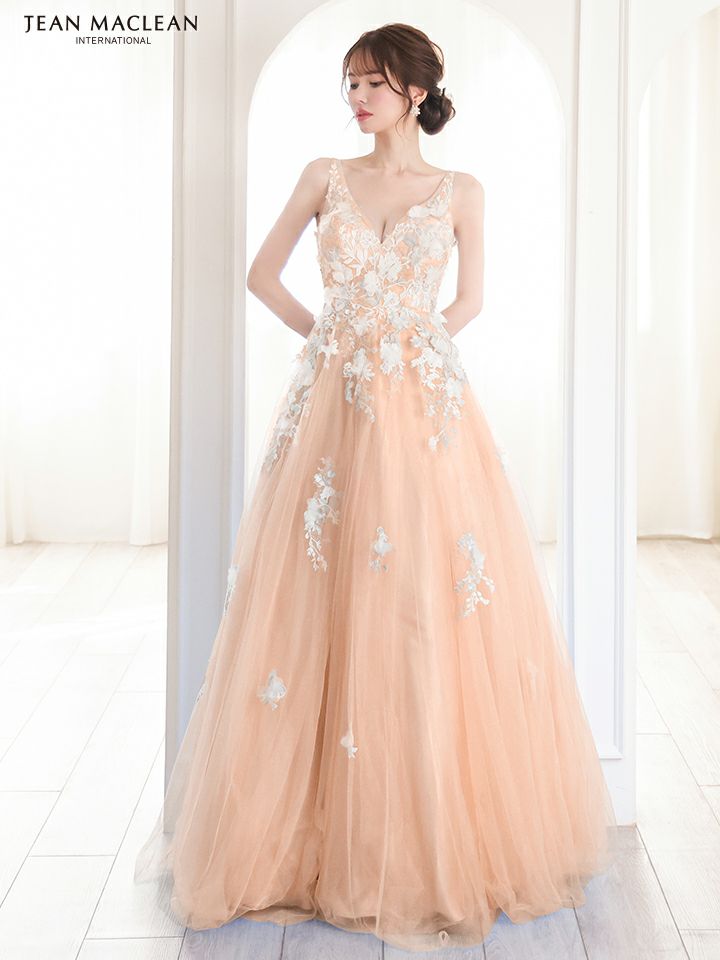 JEAN MACLEAN ジャンマクレーン 立体フラワーモチーフ/刺繍レース/姫/ロングドレス ja51846-c