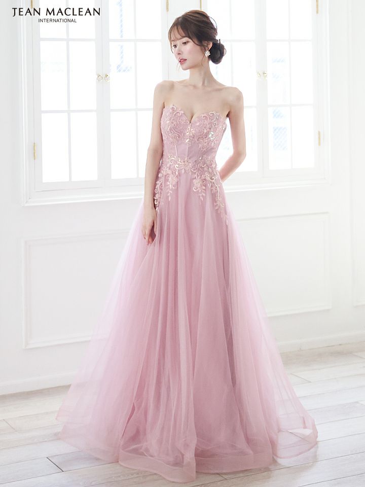 JEAN MACLEAN ジャンマクレーン ワンカラー/オーロラスパンコール/パフスリーブ/オフショル/姫/ロングドレス 【袖取り外し可能】 ja51847-c