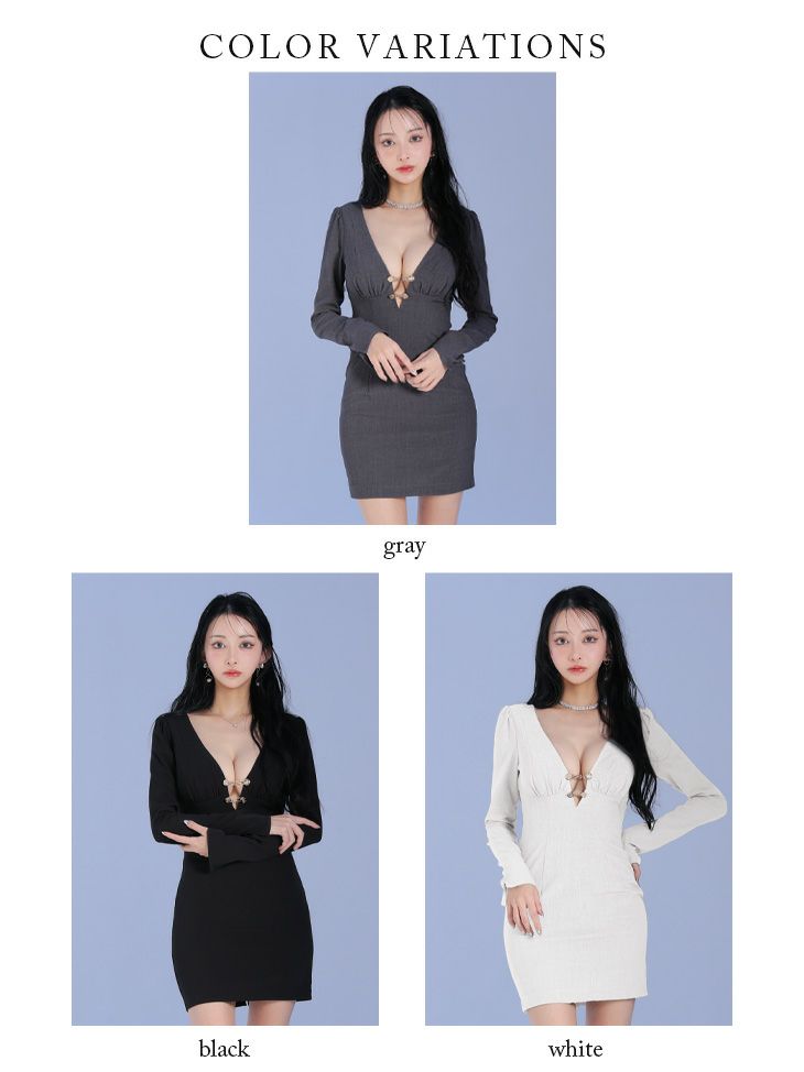 Glossy ローブドフルールグロッシー バストカットロングスリーブタイトミニキャバドレス gl3931-c