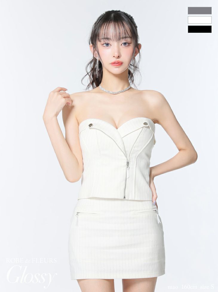 Glossy ローブドフルールグロッシー ストライプジップデザインタイトミニキャバドレス gl3928