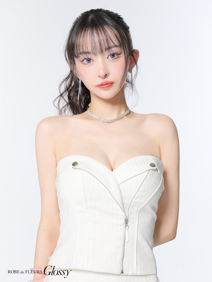 Glossy ローブドフルールグロッシー ストライプジップデザインタイトミニキャバドレス gl3928