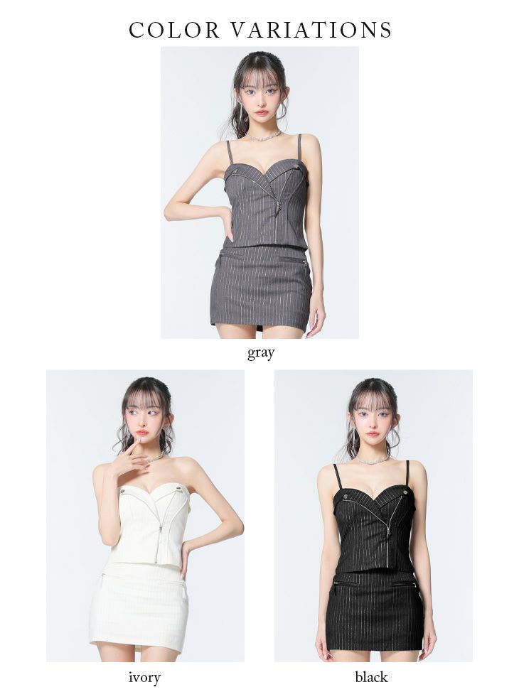 Glossy ローブドフルールグロッシー ストライプジップデザインタイトミニキャバドレス gl3928