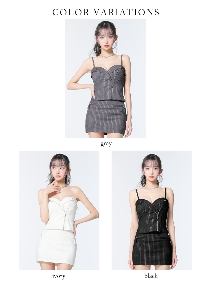 Glossy ローブドフルールグロッシー ストライプジップデザインタイトミニキャバドレス gl3928