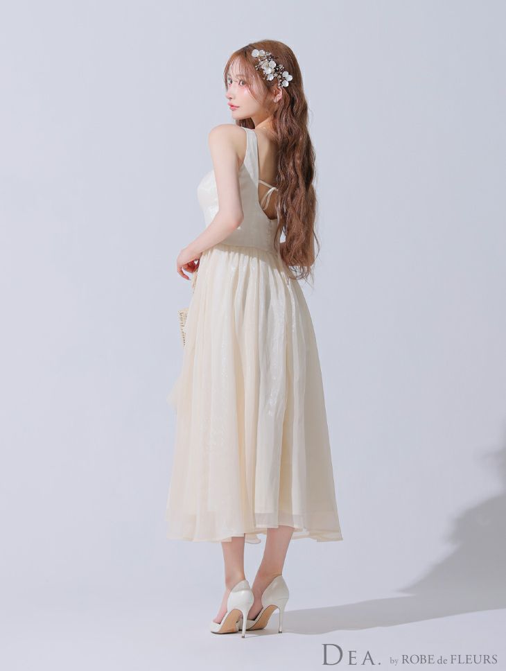 ミニドレス > 丈長めミニドレス > DEA. ディア バイ ローブドフルール ギンガムチェックオーガンジーフレアロングキャバドレス de3927