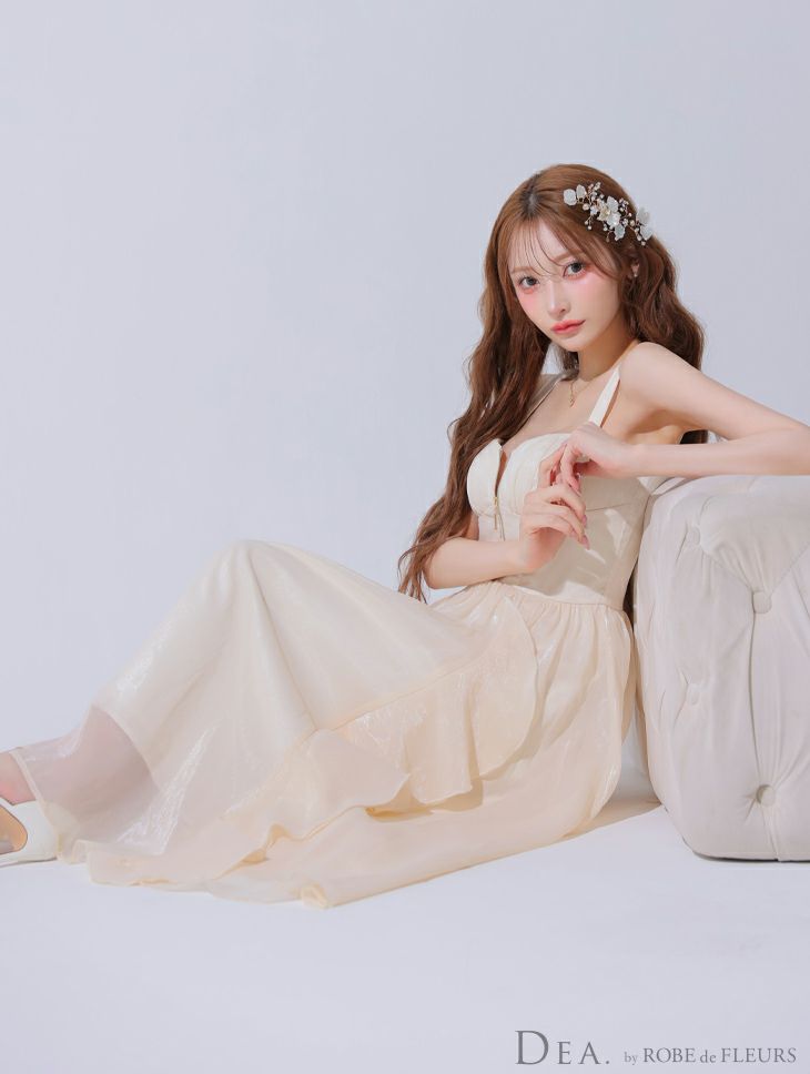 ミニドレス > 丈長めミニドレス > DEA. ディア バイ ローブドフルール ギンガムチェックオーガンジーフレアロングキャバドレス de3927