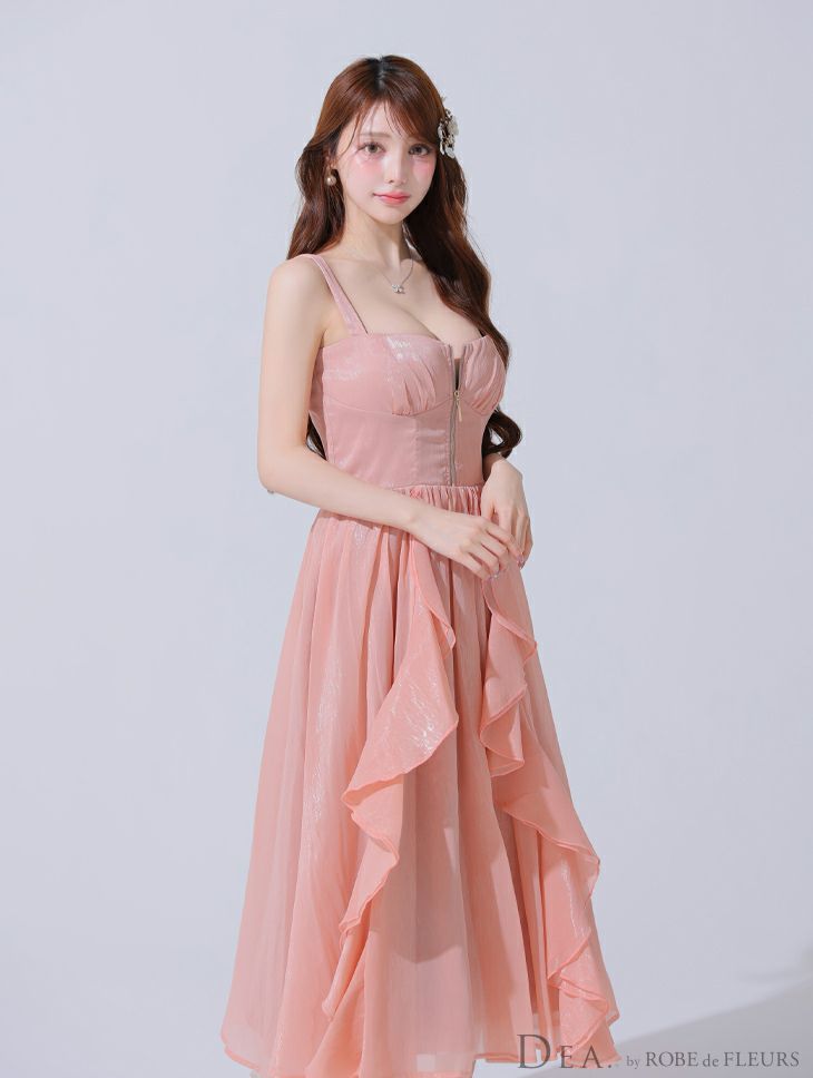 ミニドレス > 丈長めミニドレス > DEA. ディア バイ ローブドフルール ギンガムチェックオーガンジーフレアロングキャバドレス de3927