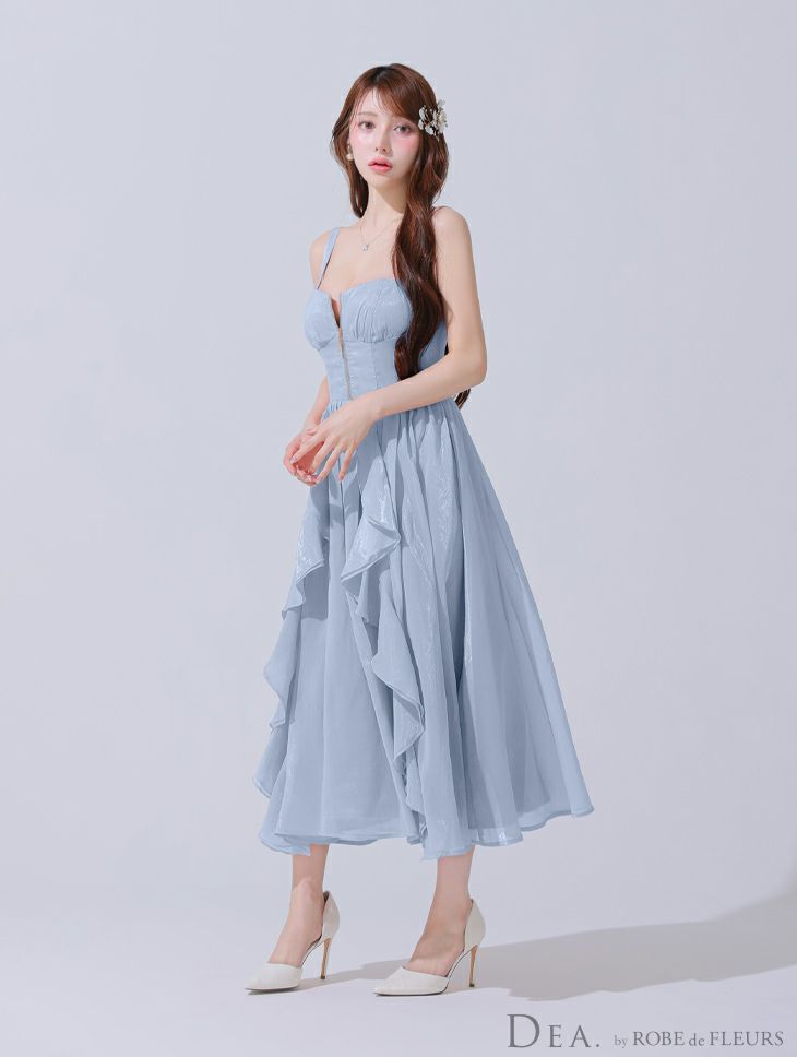 ミニドレス > 丈長めミニドレス > DEA. ディア バイ ローブドフルール ギンガムチェックオーガンジーフレアロングキャバドレス de3927