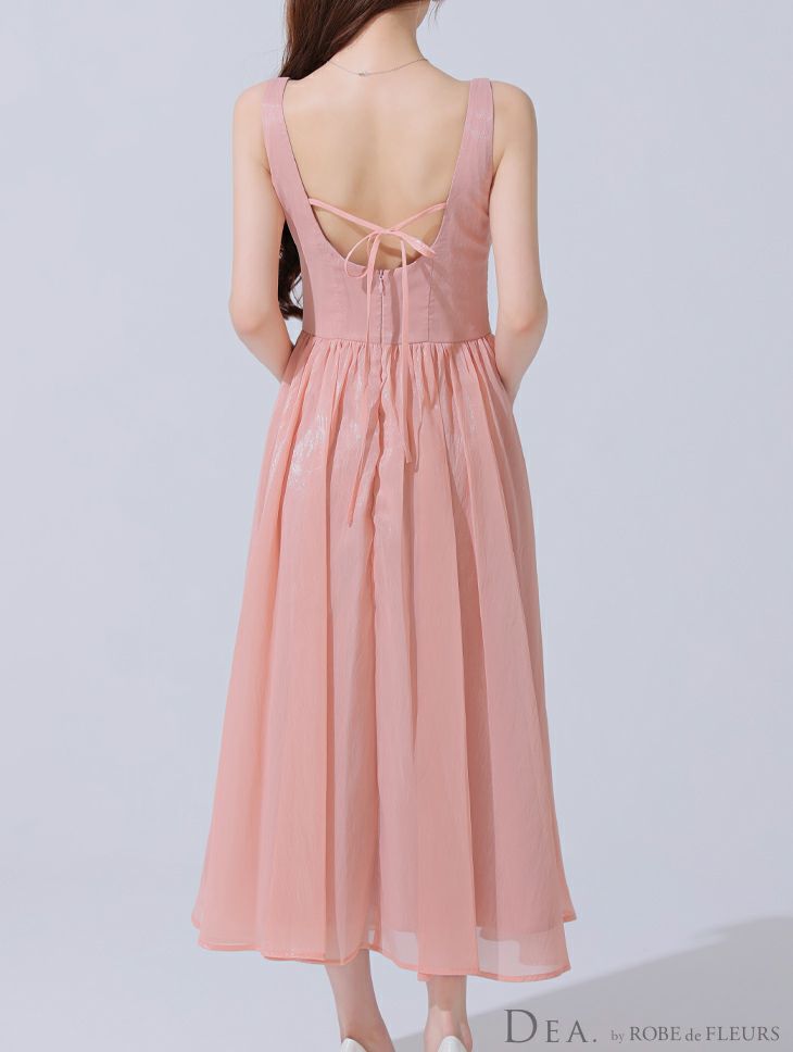 ミニドレス > 丈長めミニドレス > DEA. ディア バイ ローブドフルール ギンガムチェックオーガンジーフレアロングキャバドレス de3927