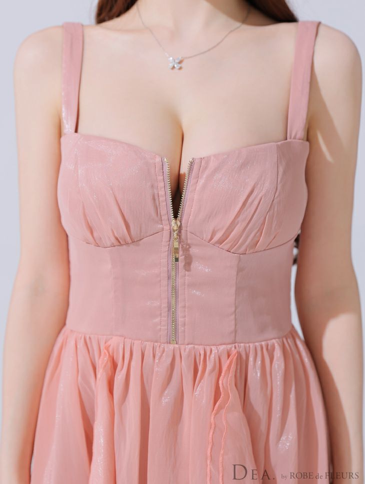 ミニドレス > 丈長めミニドレス > DEA. ディア バイ ローブドフルール ギンガムチェックオーガンジーフレアロングキャバドレス de3927