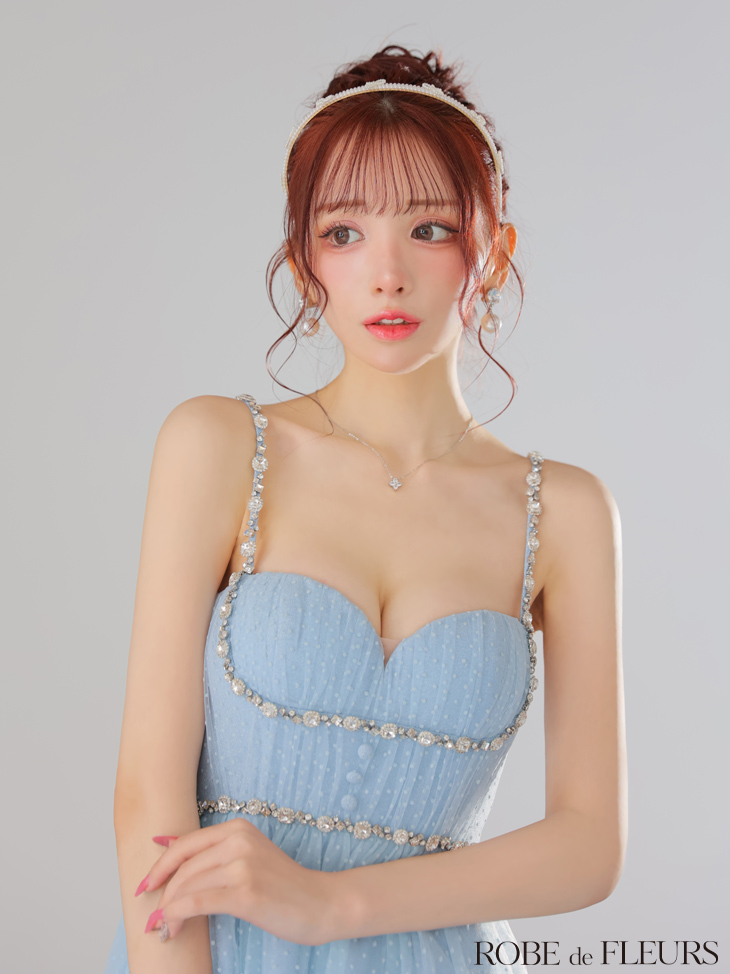 ROBE de FLEURS ガーリードットチュール フレアミニドレス ROBEdeFLEURS/ローブドフルール】ガーリードットチュール
