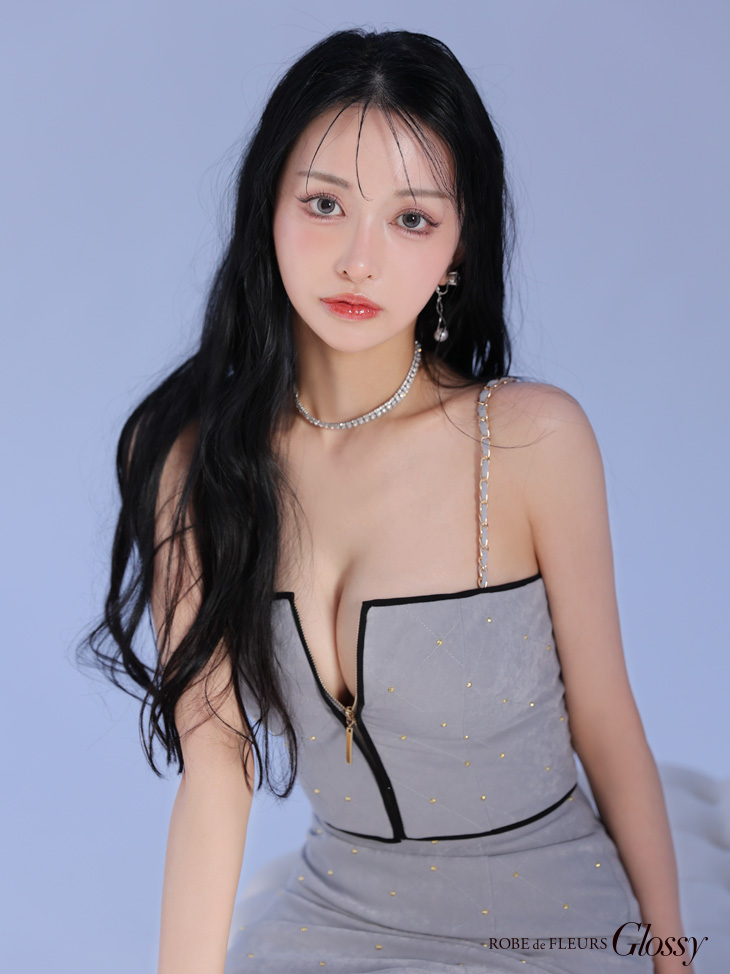 Glossy ローブドフルールグロッシー スタッズ×キルティングセットアップキャミドレス gl2896