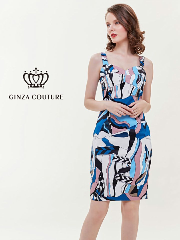 ERUKEI エルケイ タイト・ジオメトリック柄・プリント・ミニドレス・ワンピース ek-e31202