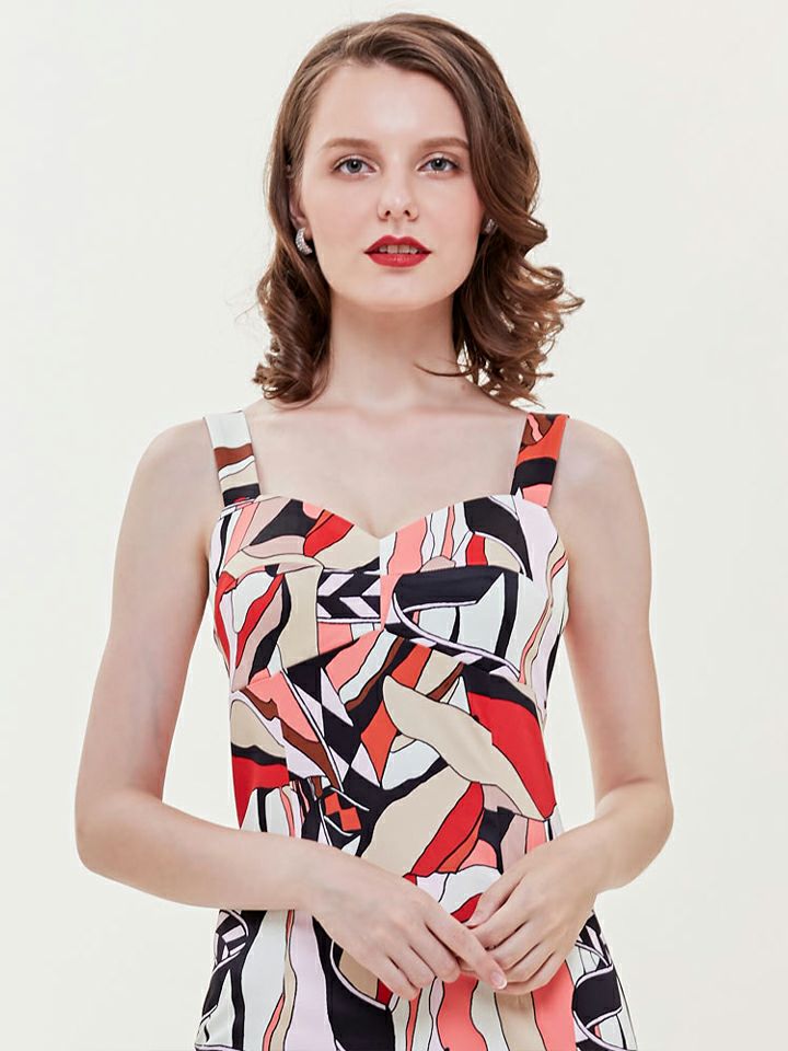 ERUKEI エルケイ タイト・ジオメトリック柄・プリント・ミニドレス・ワンピース ek-e31202