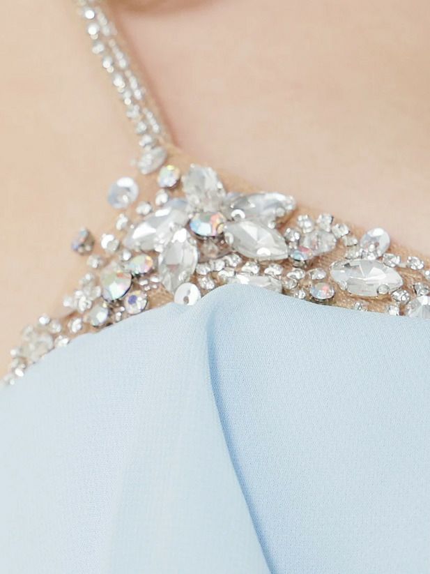 AngelR エンジェルアール バストフリルビジューウエストタックアシンメトリータイトミニドレス ホワイト ar25326