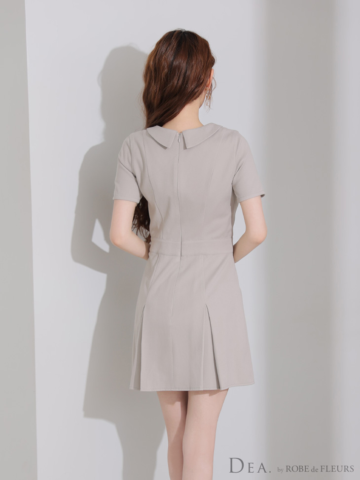 DEA. ディア バイ ローブドフルール 襟付きダブルボタンプリーツ半袖ミニキャバドレス de4207-c