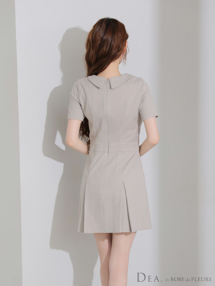 DEA. ディア バイ ローブドフルール 襟付きダブルボタンプリーツ半袖ミニキャバドレス de4207-c