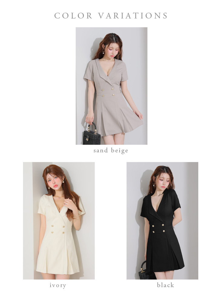 DEA. ディア バイ ローブドフルール 襟付きダブルボタンプリーツ半袖ミニキャバドレス de4207-c